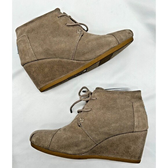 TOMS Kala Wedge Desert Ankle Boots Booties - Taupe/Brown Suede - Women's Sz 7.5 - Picture 3 of 9